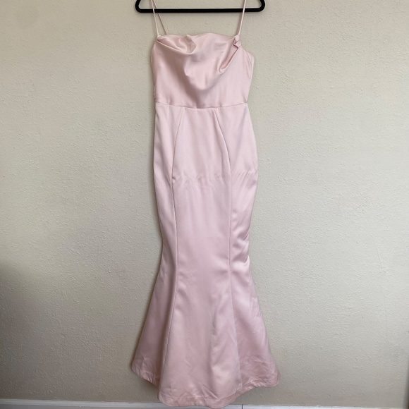 House of CB Violette‎ blush satin fishtail dress/gown maxi size NWOT Size S - Picture 6 of 16